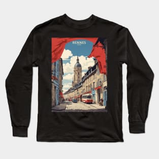 Rennes France Vintage Poster Tourism Long Sleeve T-Shirt